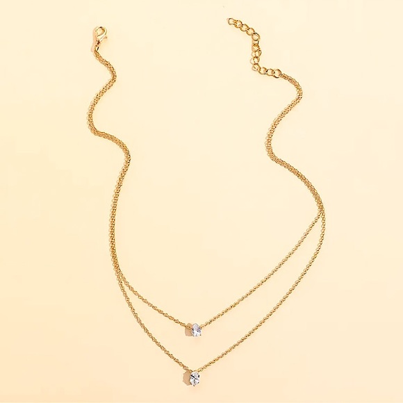 🔵𝟲𝟱%𝗢𝗙𝗙 𝗯𝘂𝗻𝗱𝗹𝗲𝘀 𝟯+🔵 NEW CZ 2 Layered Gold Minimalist Necklace - Picture 7 of 12